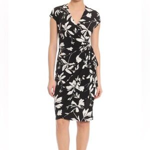 Maggy London One Shoulder Black and White Dress